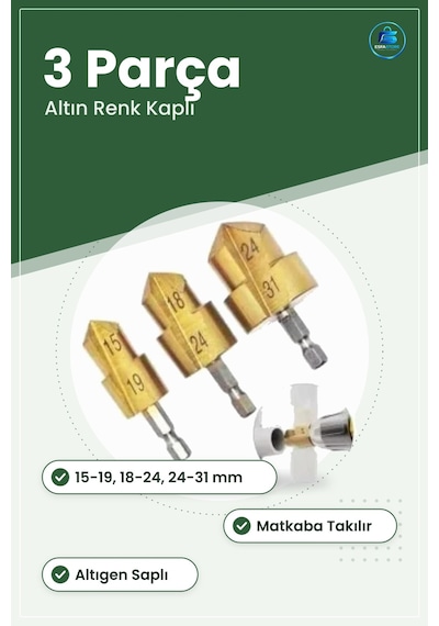 Su Borusu Genişletme Matkap Ucu 3 Parça Set Tesisat Bağlantı Apar
