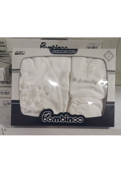 Bambinoo Bambino Kremkelebek 5 Li Zıbın Seti Hastane Çıkışı Pamuklu Krem