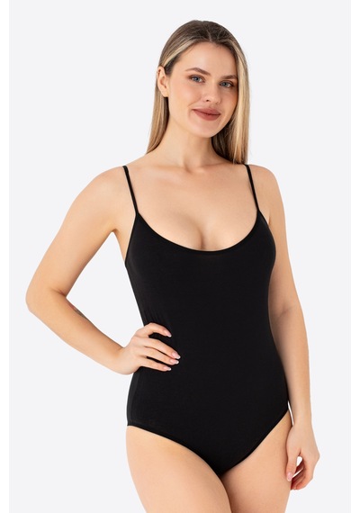 Arma Yıldız Kadın İp Askılı Çıtçıtlı Atlet Body Zıbın Pamuklu Likralı Beyaz Siyah 2'li Paket Renkli