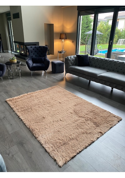 Tavşan Camel Yumuşak Dokulu Peluş Halı Dikdörtgen