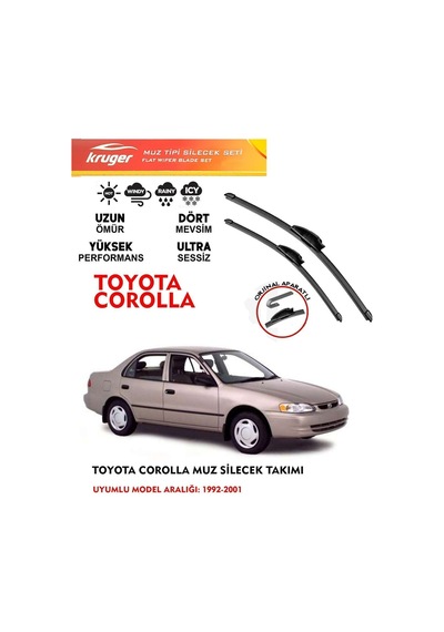 Toyota Corolla Muz Silecek Takımı 1.3 1.4 1.5 1.6 Motor Araca Özel Aparat 1992-2001 Arası