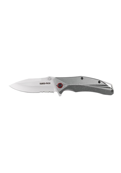 Swisstech Aliminum Serrated Folding Knife Açık Gri