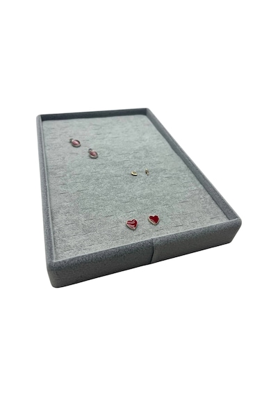Süet Kumaş Gri Renk 24/17 Cm Batırmalı Piercing - Küpe Tablası