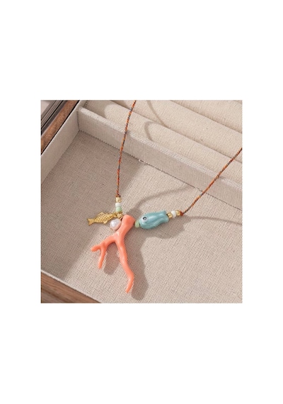 Coral Charm Mercan Balık Figürlü Kadın Kolye Mercan Mercan