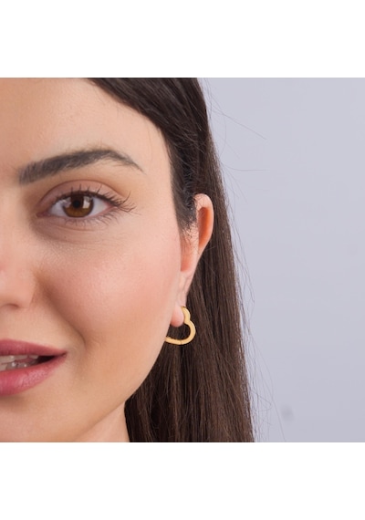 14 Ayar İtalyan Altın Kalp Küpe 2,5 Gr-6074