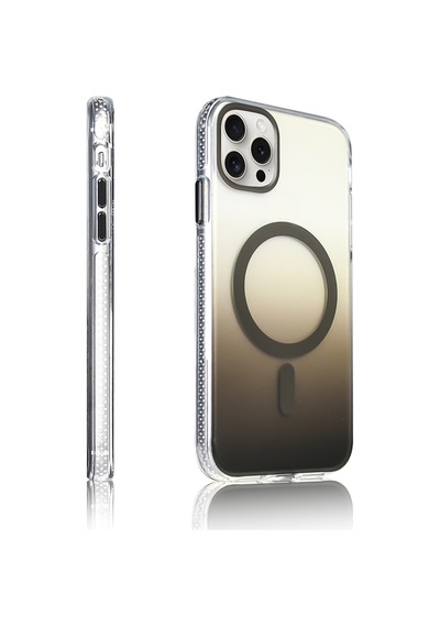 Apple iPhone Uyumlu 15 Pro Max Kılıf Renk Geçişli Magsafe Kamera Yükseltili Silikon Pazarplus Gri