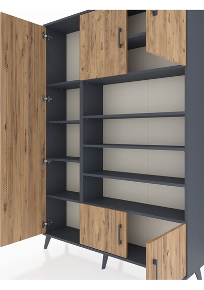Arges Dolap 10 Raflı 5 Kapaklı 132x30x195 Antrasit-çam/antrasit Antrasit