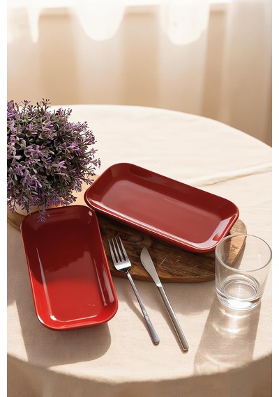 Kırmızı Pergamon Kayık Tabak 26 Cm 2 Adet 506 Çok Renkli
