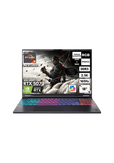 Acer Nitro 18 AI AN18-61-R9Y9 NH.QYJEY.002HMF19 Ryzen AI 9-365 48 GB 2 TB SSD RTX5070 18" W11P Dizüstü Bilgisayar