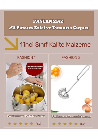 2'li Yumurta Çırpıcısı Ve Patates Ezici