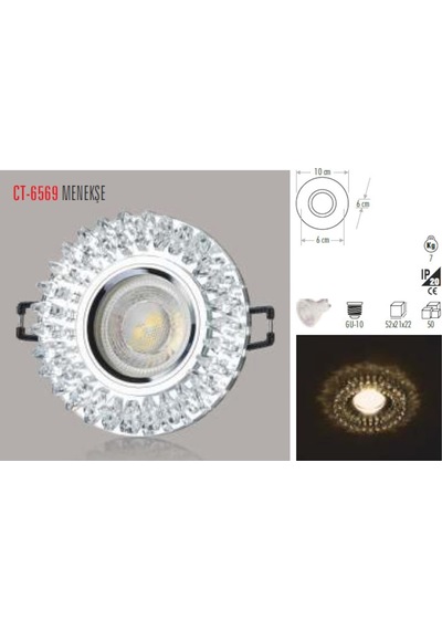 Ct-6569 Menekşe Cam Spot (Ampulsuz)Cata