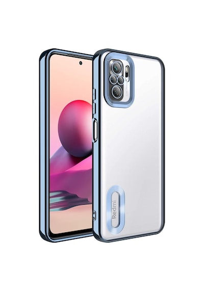 Fibaks Redmi Note 10/10s Uyumlu Kılıf Kamera Lens Korumalı Şeffaf Renkli Logo Gösteren Parlak Kapak