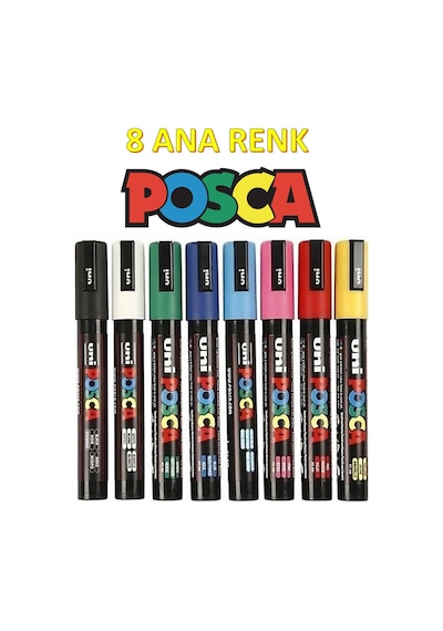 Posca Marker Kalem Pc-3m 0.9-1.3mm 8'li Ana Renk Set