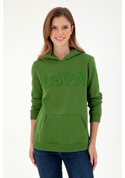 U.S. Polo Assn. Kadın Yeşil Basic Kapüşonlu Sweatshirt 50296931-VR054 U.S. Polo Assn. Kadın Yeşil Basic Kapüşonlu Sweatshirt 50296931-VR054