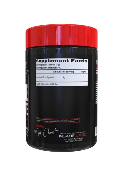 Insane Labz Insane Creatine Monohydrate Post Workout Strength Size Power 500 Gr 100 Servings - Kreat Aromasız