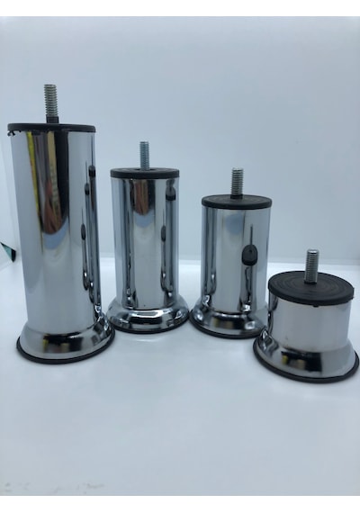 Metal, Krom 12 Cm İnce Diş M8 Vidalı Koltuk,baza,dolap Mobilya Ayağı 4 Adet Krom