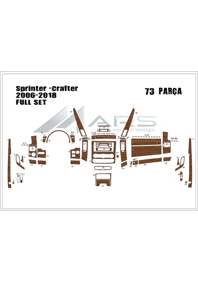 Mercedes Sprinter-crafter Torpido Konsol Kaplama 2006-2018 73 Parça Açık Meşe