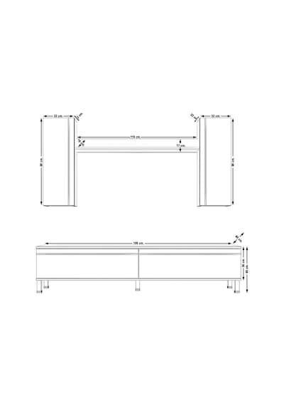 Decoraktiv Eko 5d Mdf Std Krom Ayaklı Tv Ünitesi Tv Sehpası Beyaz - Siyah