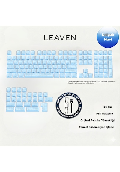 Mekanik Klavye Keycap -136 Tuşlu Dalgalı Mavi Tuş Takımı