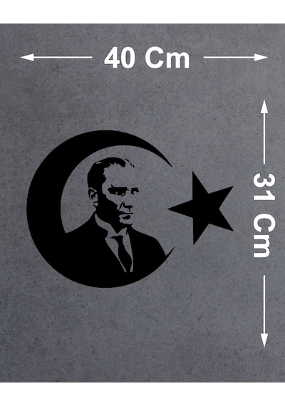Atatürk Ve Türk Bayrağı Sticker - Araba Oto Motosiklet Karavan Araç Cam Sticker - 00218 40x31 Cm