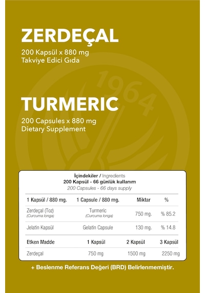 Sepe Natural Nop Zerdeçal Turmeric Full Potency 200 Kapsül x 880 MG