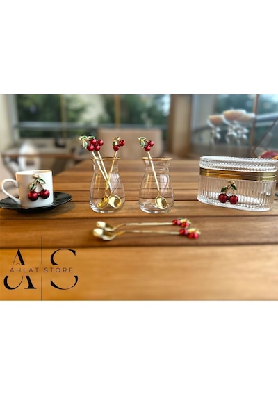 Store 6 Adet Kirazlı Kaşık Kirazlı Çay Kahve Kaşığı Kokteyl Karıştırıcı Tatlı Kaşığı Çok Renkli