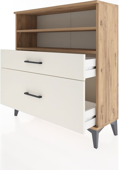 Arges Şifonyer 2 Raflı 2 Çekmeceli 88x30x96 Çam-aytaşı Atlas Çam