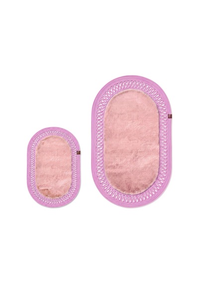 Banyo Paspası Takımı 60x100+40x60 Cm İç Trikot Pembe & Pembe