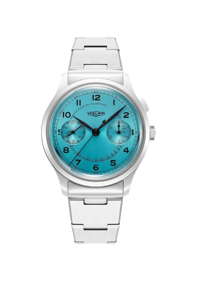 Vulcain Monopusher Heritage Turquoise Chronograph Mekanik Erkek Kol Saati Metalik