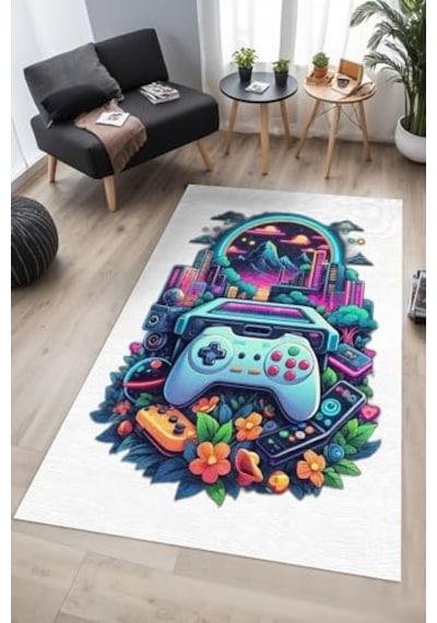 Mertens Şönil Oyuncu Odası Halısı Kaymaz Pamuk Tabanlı Yıkanabilir Antibakteriyel Gamer, Gaming Halısı 120x180 Diğer