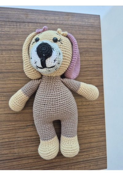 Sevimli Köpek Amigurumi Doğal Bej-Kahverengi
