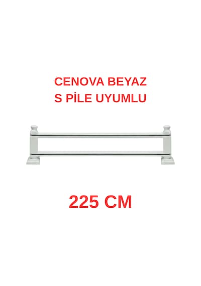 Cenova S Pile Ve Perde Düğmesi Uyumlu Çetray Çift Raylı Modern Ahşap Rustik Beyaz 225 Cm Beyaz