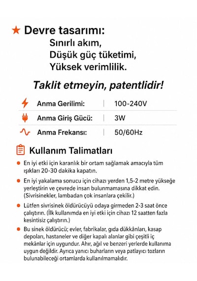 Fotokatalizör Sinek Sivrisinek Haşere Öldürücü Gece Lambası Elektirikli Asmalı Led Işık Teknolojisi Güvenli Koruma Izgarası Çıkarılabilir Toplama Kutusu Ev Ofis Bahçe Teras Balkon Sinek Öldürücü 10 Parça Siyah
