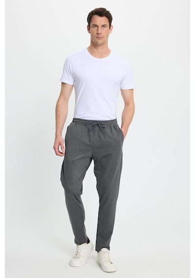 Tudors Erkek Regular Fit Klasik Kesim Beli Lastikli Bağcıklı Koyu Gri Jogger Pantolon-41774 Koyu Gri