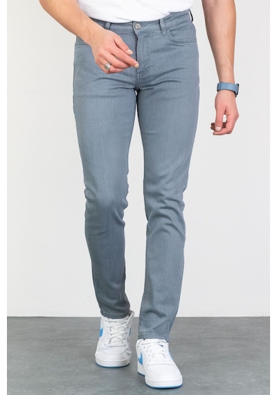 HLT Jeans Erkek Likralı Esnek Mavi Slim Fit Taşlamalı Kot Pantolon -