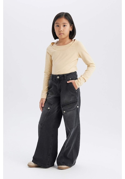 DeFacto Kız Çocuk Wide Leg Kargo Geniş Paça Pamuklu Pantolon D9693A825SPNM36 DeFacto Kız Çocuk Wide Leg Kargo Geniş Paça Pamuklu Pantolon D9693A825SPNM36