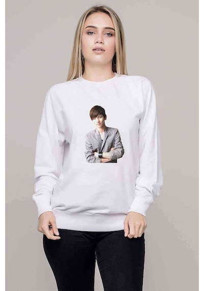 Kpop Key Shinee 2 Baskılı Beyaz Kadın Sweatshirt