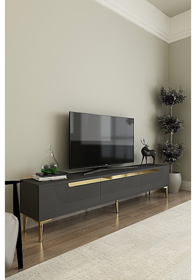 Tsa1805ag - Meyra Tsa180 Tv Stand, Tv Sehpası Ve Tv Ünitesi Antrasit-gold 180cm Tsa1805ag - Meyra Tsa180 Tv Stand, Tv Sehpası Ve Tv Ünitesi Antrasit-gold 180cm