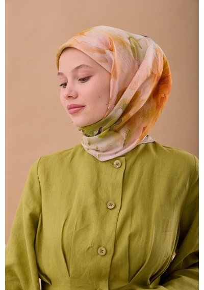 Silk Home Olinda İpek Eşarp 47004-05 Gri, Turuncu, Sarı, Yeşil