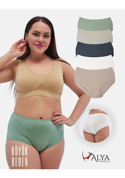 Alya Underwear Kadın Extra Battal Külot - 5 Adet Beyaz 8xl, 9xl, 10xl P09