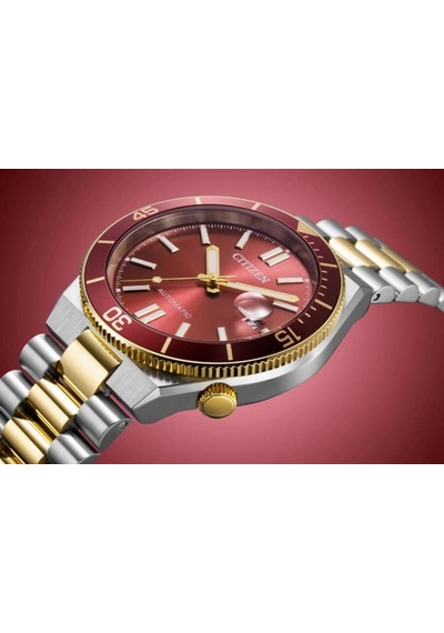 Citizen Tsuyosa Shore Coral Red Nj0234-58x Otomatik Erkek Kol Saati Metalik Gri