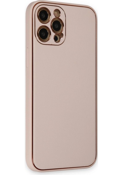 Ilkeshop Newface Apple iPhone Uyumlu 12 Pro Max Kılıf Coco Deri Silikon Kapak - Pudra