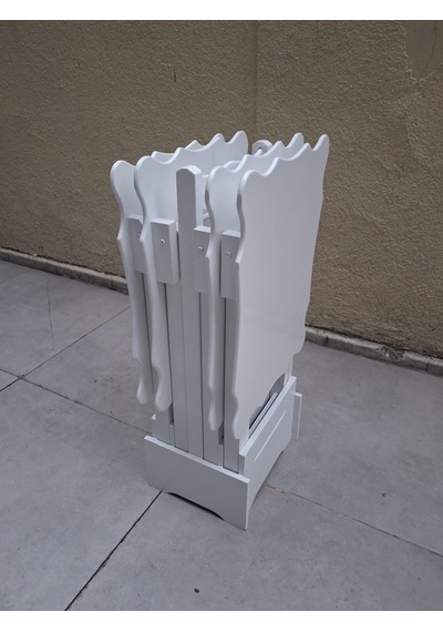 Zigon Çanta 90561 Sehpa Dikdörtgen Model Kayın Torna Parlak Beyaz Boya El Yapım Beyaz