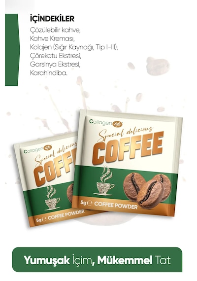 Collagen Life Hindiba, Kollajen, Garsinya Ve Çörek Otu Içeren Kahve Karışımı 20 Saşe Çözünebilir