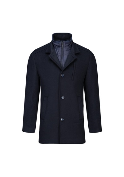 Hatemoğlu Lacivert Slim Fit Hakim Yaka İçlikli Kaşe Yünlü Palto 2982383 Lacivert