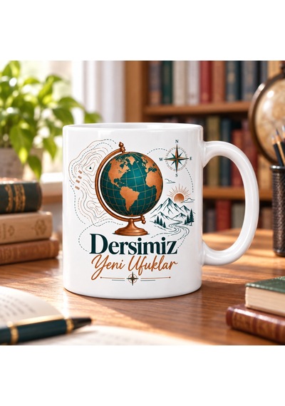 Bezos Haritalar Açık Tasarımlı Porselen Kupa - Model 475 Hb006