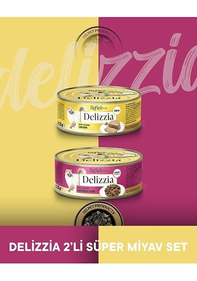 Reflex Plus Delizzia Tavuklu Pate & Tavuklu-ciğerli Gravy Yetişkin Kedi Maması Seti 2x85 Gram