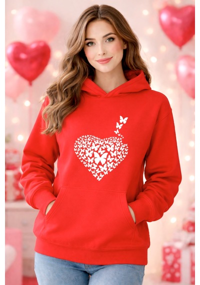 Stil X Sevgililer Gününe Özel, Kapüşonlu Kadın Sweatshırt, Valentıne's Day Kırmızı-6