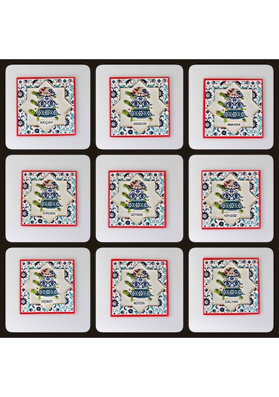Polyester Kabartmalı Erikli Magnet 7 X 7 Cm Dekoratif Hediyelik Buzdolabı Süsü Kod:1516