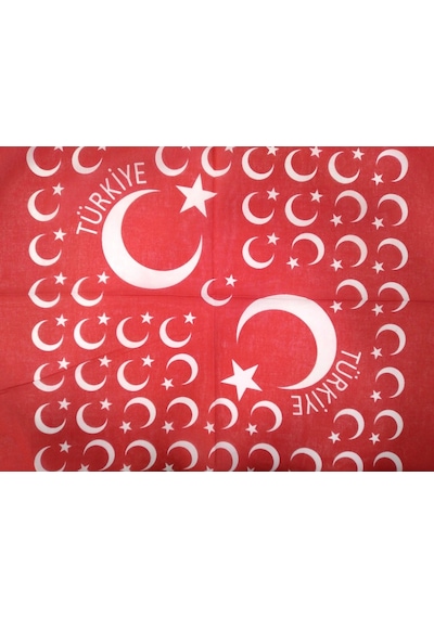 Ay Yıldızlı Kare Bandana / Fular / %100 Cotton